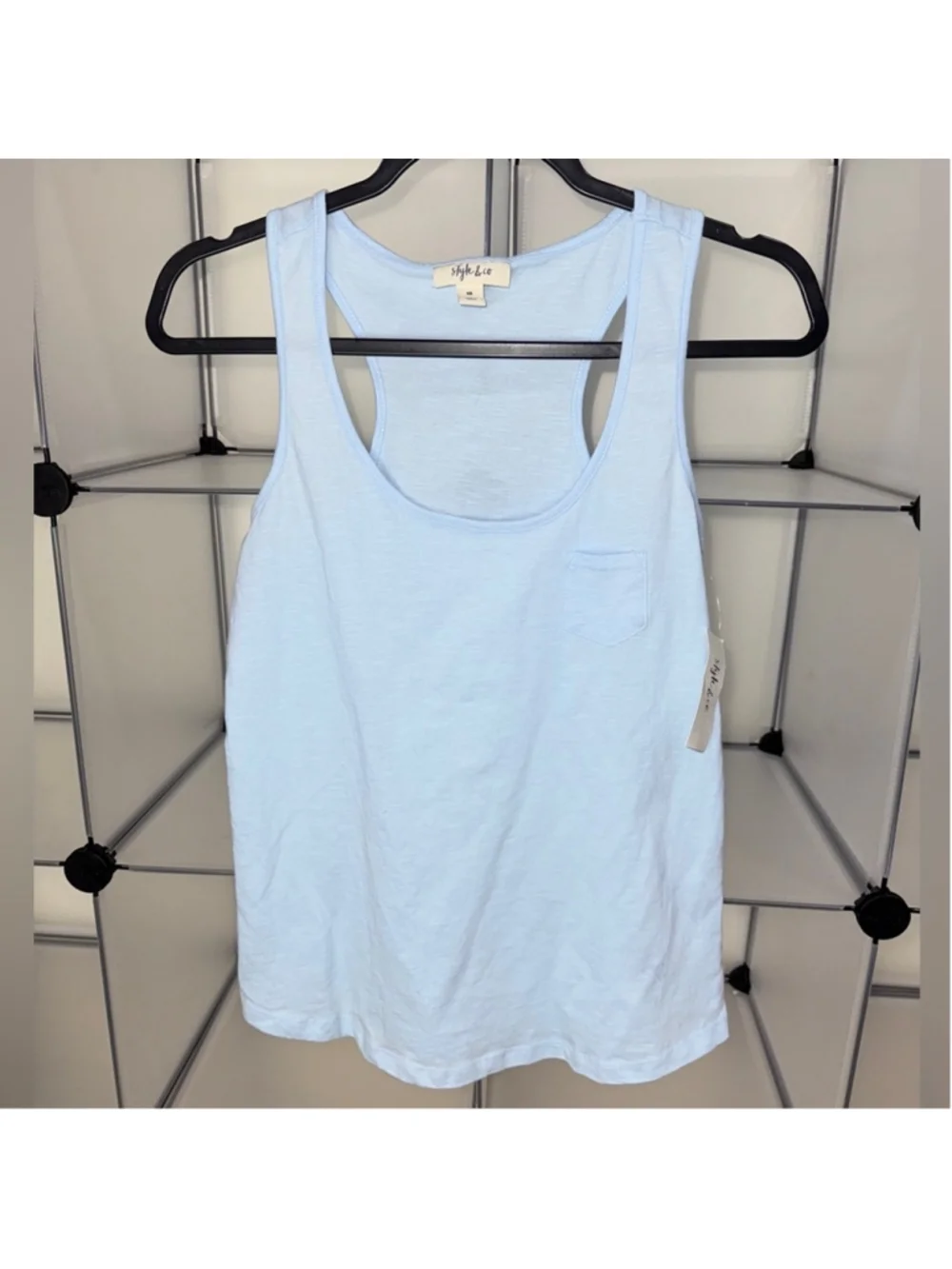 Style & Co Women's Round Neck Razorback Tank Top Light Blue Size XS New